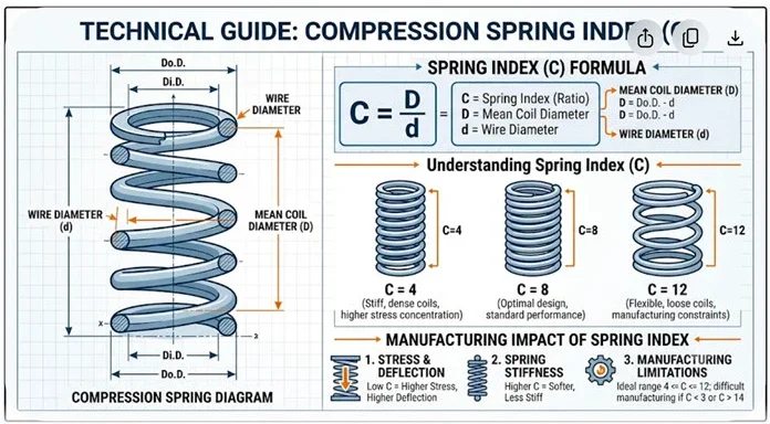 What is the spring index (winding ratio)? Understanding the spring index (winding ratio) in spring design and manufacturing.